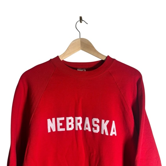 Vintage Nebraska Huskers Crewneck Sweatshirt Red Spellout Jerzees Size XXL - Picture 3 of 5